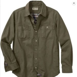 Duluth Fire House Flannel Lined Limber Jac Shirt Shacket L Green Canvas Plaid